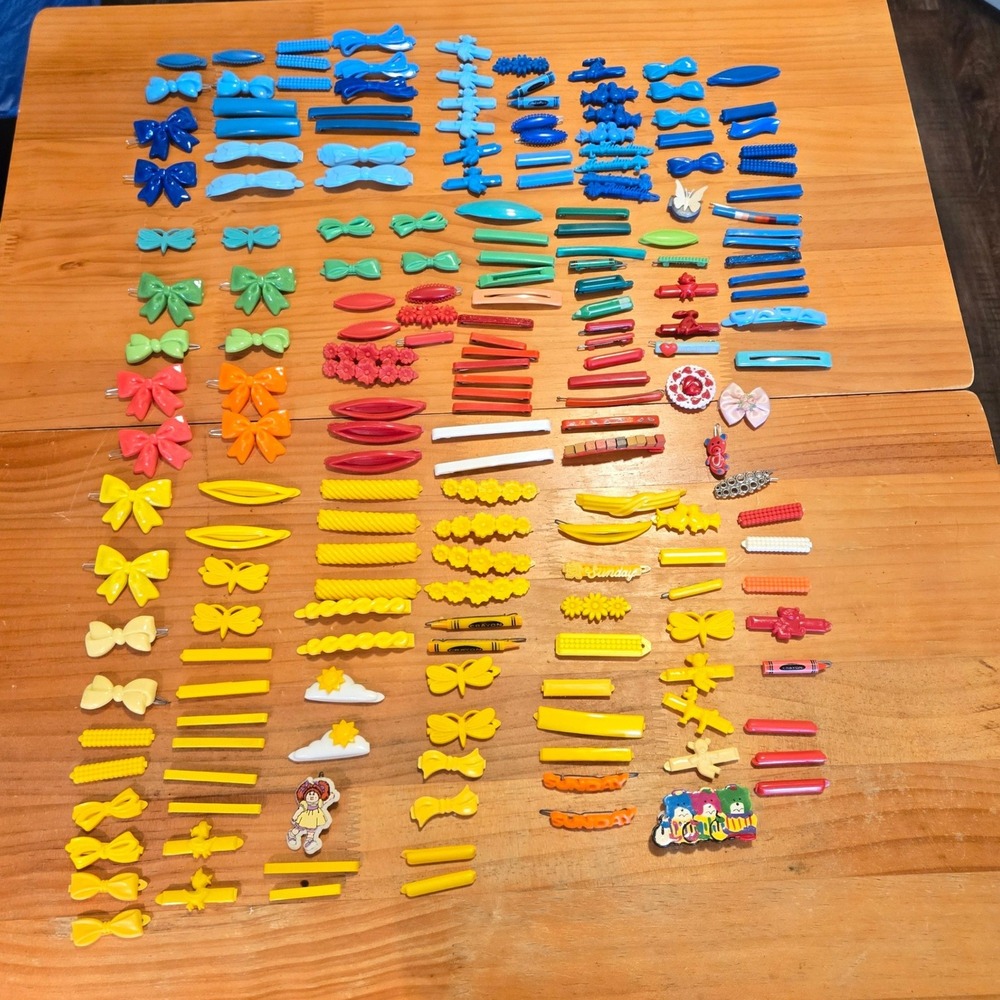 Vintage Goody 80s 90s Plastic Hair Barrette Lot Bows Butterflies 100+ Pieces